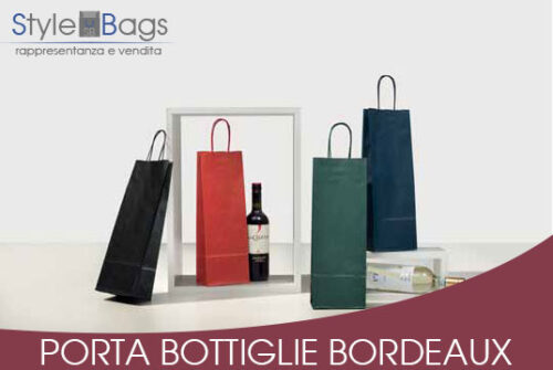 Shopper in Carta Porta Bottiglie Colore Bordeaux