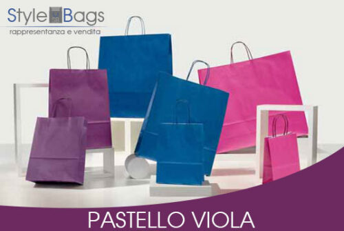 Shopper in Carta Maniglia Ritorta Colorati Pastello Colore Viola