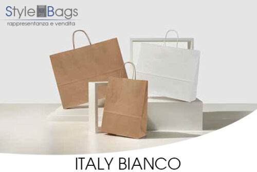Shopper in Carta Maniglia Ritorta Italy Colore Bianco